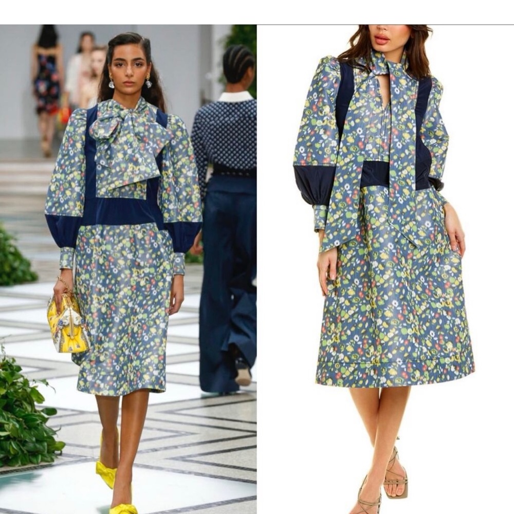 Tory Burch Blue and Yellow Floral Dress